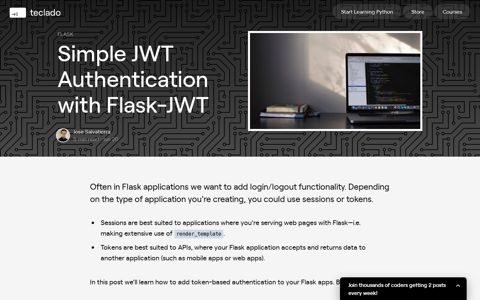 Simple JWT Authentication with Flask-JWT - The Teclado Blog