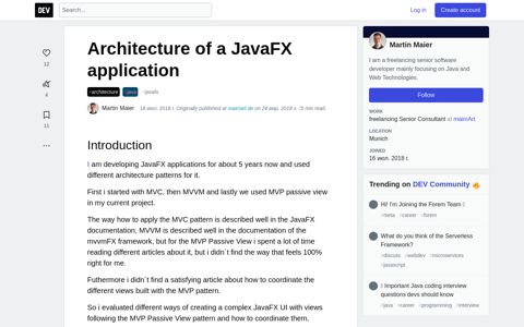 Architecture of a JavaFX application - DEV - DEV Community ‍ ‍