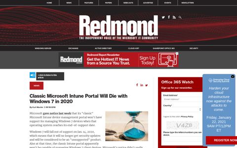 Classic Microsoft Intune Portal Will Die with Windows 7 in 2020