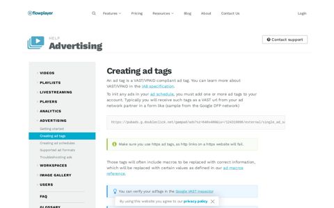 Creating ad tags - Flowplayer
