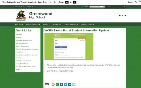 WCPS Parent Portal Student Information Update - Greenwood ...