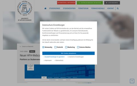 Neuer Webcampus online | HFH · Hamburger Fern-Hochschule