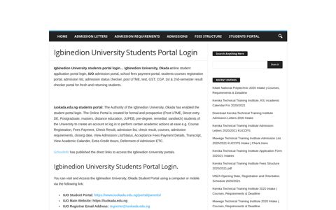 Igbinedion University Students Portal Login - Eduloaded