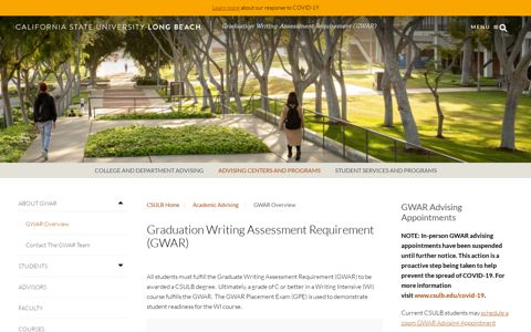 Graduation Writing Assessment Requirement (GWAR ...