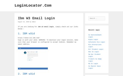 Ibm W3 Email Login - LoginLocator.Com