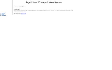 Logout of Jagriti Yatra Application System