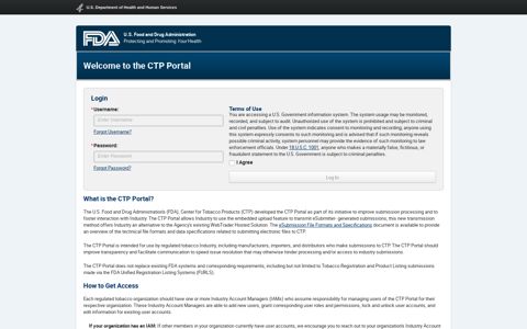 Login - CTP Portal - FDA