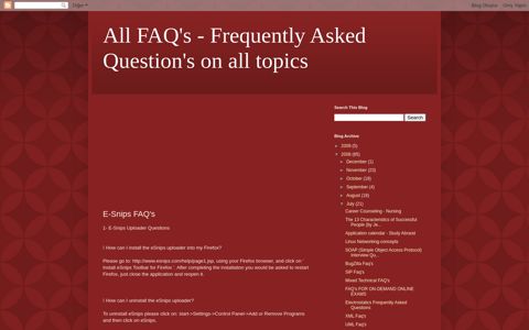 All FAQ's - Frequently Asked Question's on all topics: E-Snips ...
