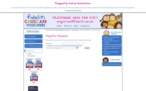 Fideliti Childcare Vouchers - Lost Password