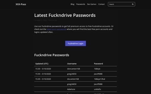 Latest Fuckndrive Passwords - XXX-Pass