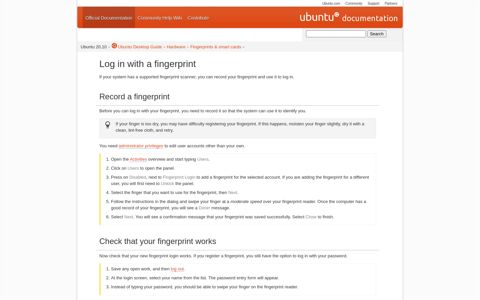 Log in with a fingerprint - Official Ubuntu Documentation