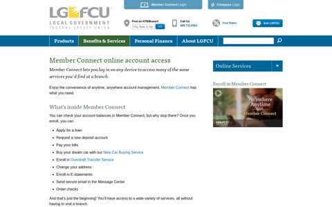 Member Connect online account access | LGFCU