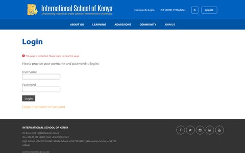 Login - International School of Kenya
