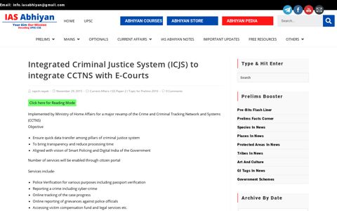 Integrated Criminal Justice System (ICJS) To Integrate CCTNS ...
