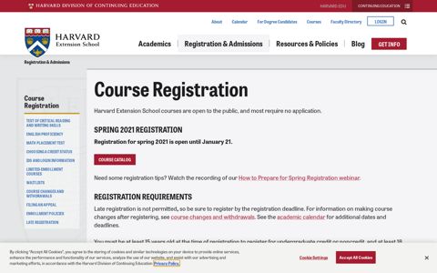 Course Registration | Harvard Extension School
