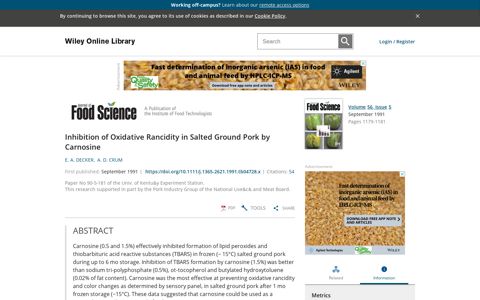 Inhibition of Oxidative Rancidity in Salted Ground Pork by ...