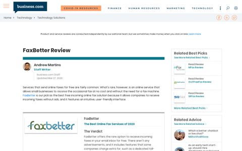 FaxBetter Review 2020 - business.com