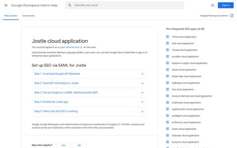 Jostle cloud application - Google Workspace Admin Help