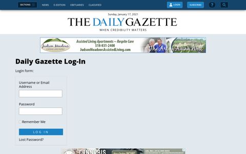 Daily Gazette Log-In | The Daily Gazette