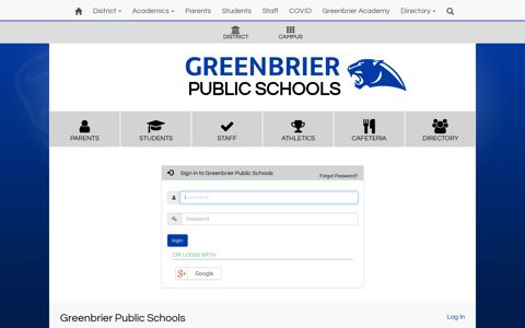 Site Administration Login - Greenbrier Public Schools