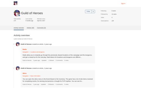 User profile for Guild of Heroes – BIT.GAMES