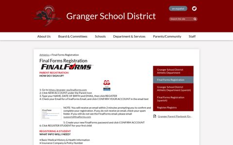 Final Forms Registration – Athletics – Granger School District