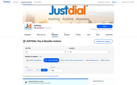 Working at JUSTDIAL: 211 Reviews about Pay & Benefits ...