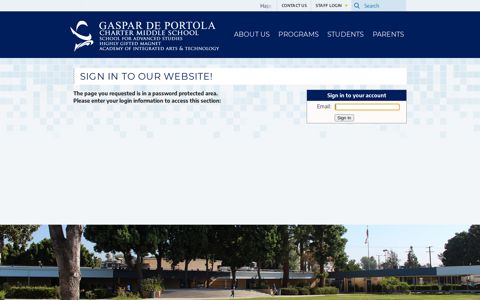 Staff Login - Gaspar De Portola Charter Middle School