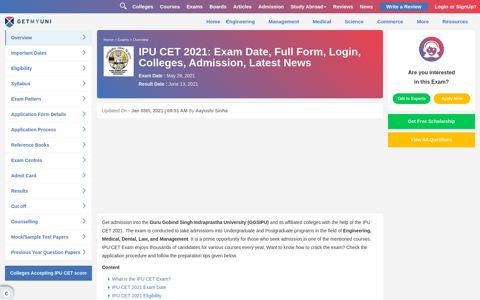 IPU CET 2020: Exam Date, Full Form, Login, Colleges ...
