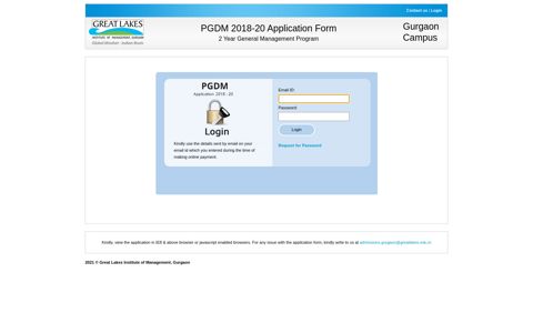 PGDM - Application Form Login - Great Lakes, Gurgaon | GLIM