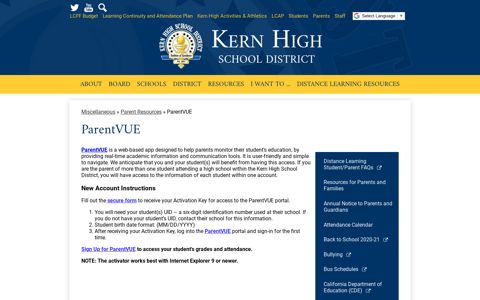 ParentVUE – Parent Resources – Kern High School District