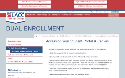 For High School Students - Accessing Student Portal & Canvas