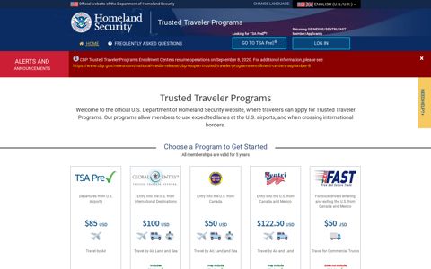 Official Trusted Traveler Program Website | Department of ...