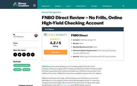 FNBO Direct Review - No Frills, Online High-Yield Checking ...