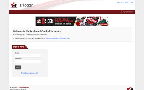 Welcome to Hockey Canada's eHockey website.
