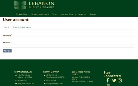 User account | Lebanon Public Libraries