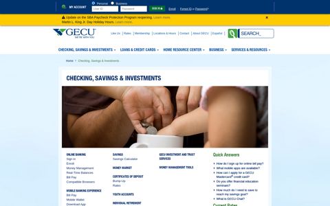 Checking, Savings & Investments - GECU