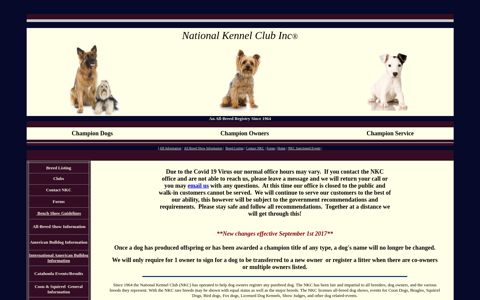 National Kennel Club, Dog Registry