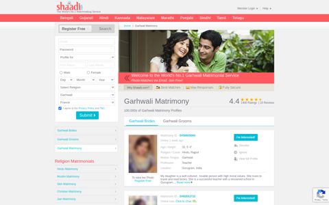 Garhwali Matrimony & Matrimonial Site - Shaadi.com