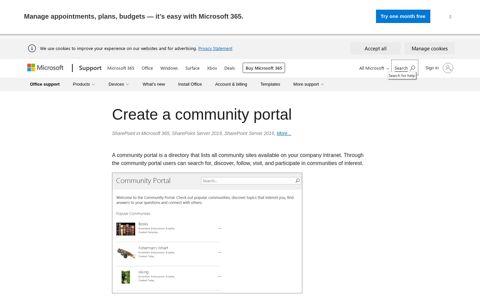 Create a community portal - SharePoint - Microsoft Support