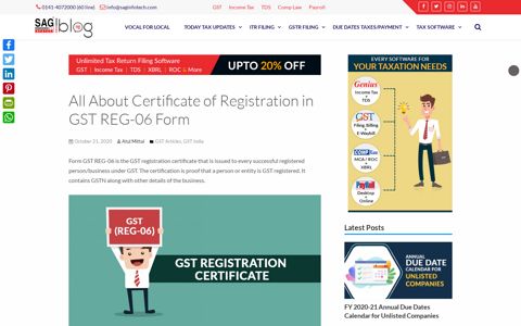 All About Certificate of Registration in GST REG-06 Form ...