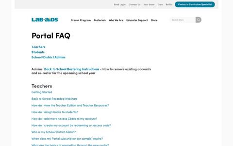 Portal FAQ | Lab Aids