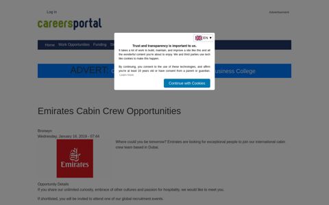 Emirates Cabin Crew Opportunities | Careers Portal