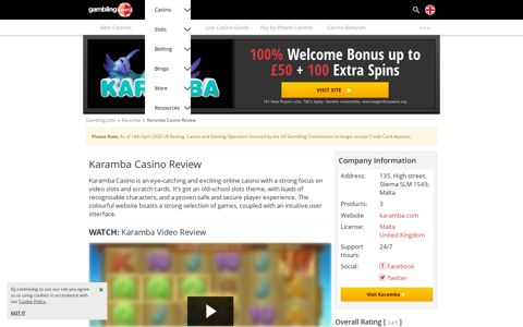 Karamba Casino Bonus + Free Spins for the UK - Gambling.com