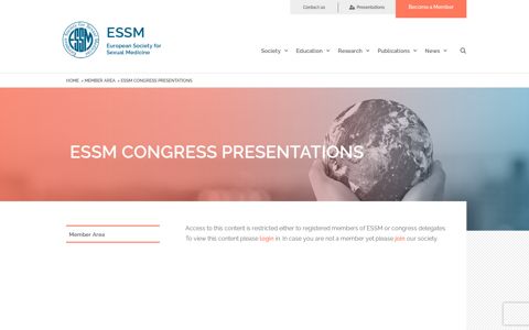 Member Area – ESSM Congress Presentations