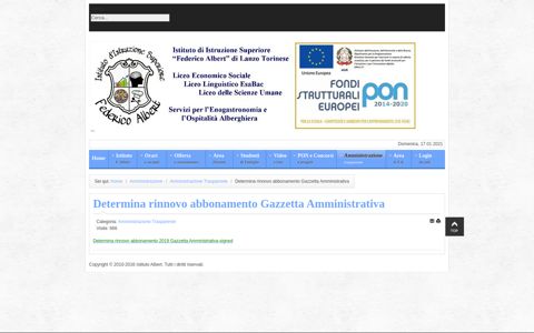 Determina rinnovo abbonamento Gazzetta Amministrativa