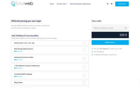 Different pricing per user login - Futurweb - Website design cost UK