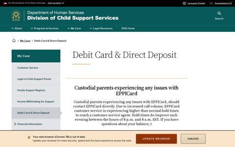 Debit Card & Direct Deposit - Division of Child Support Services
