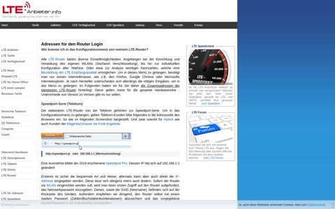 Router-Logins für LTE-Kunden - LTE-Anbieter.info