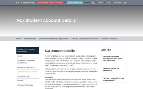 Student ACE Accounts - ELAC